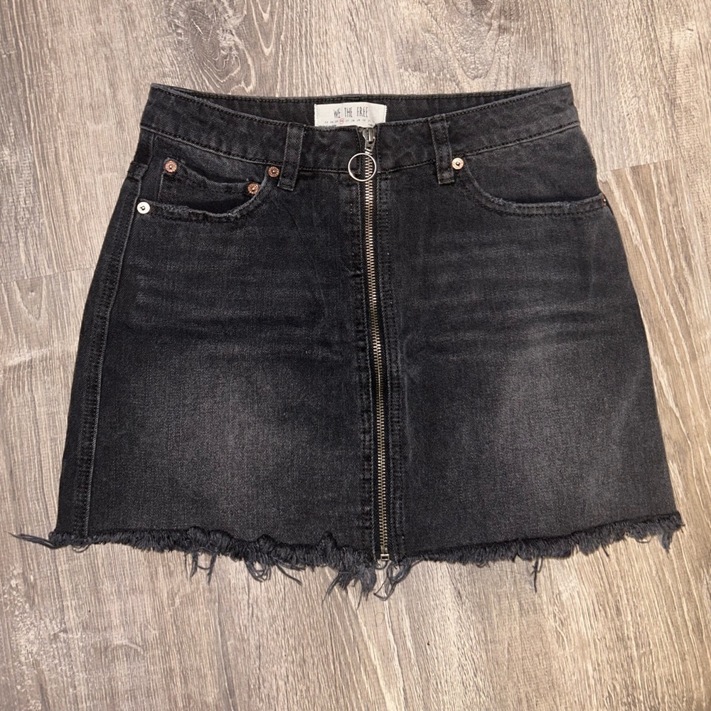 We The Free Denim Mini Skirt w/ Zipper Black Size 26